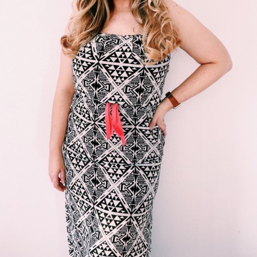 City Triangles Strapless Maxi Dress Black and White Medium